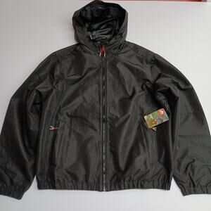 NWT Ozark Trail Windbreaker Jacket Men's Size M Medium Black Zip Pockets Hooded